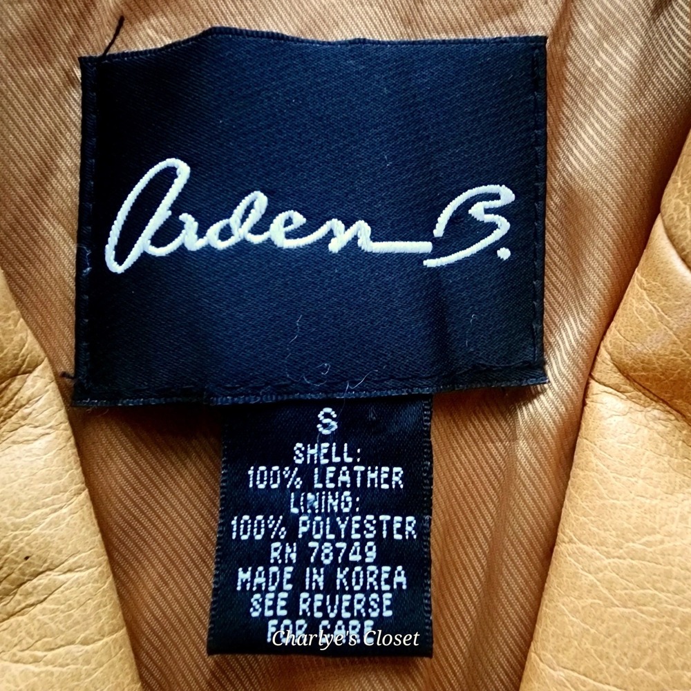 Y2K Arden B Camel Leather Blazer Jacket Sz S | Vintage Mallcore Diva - Picture 6 of 8